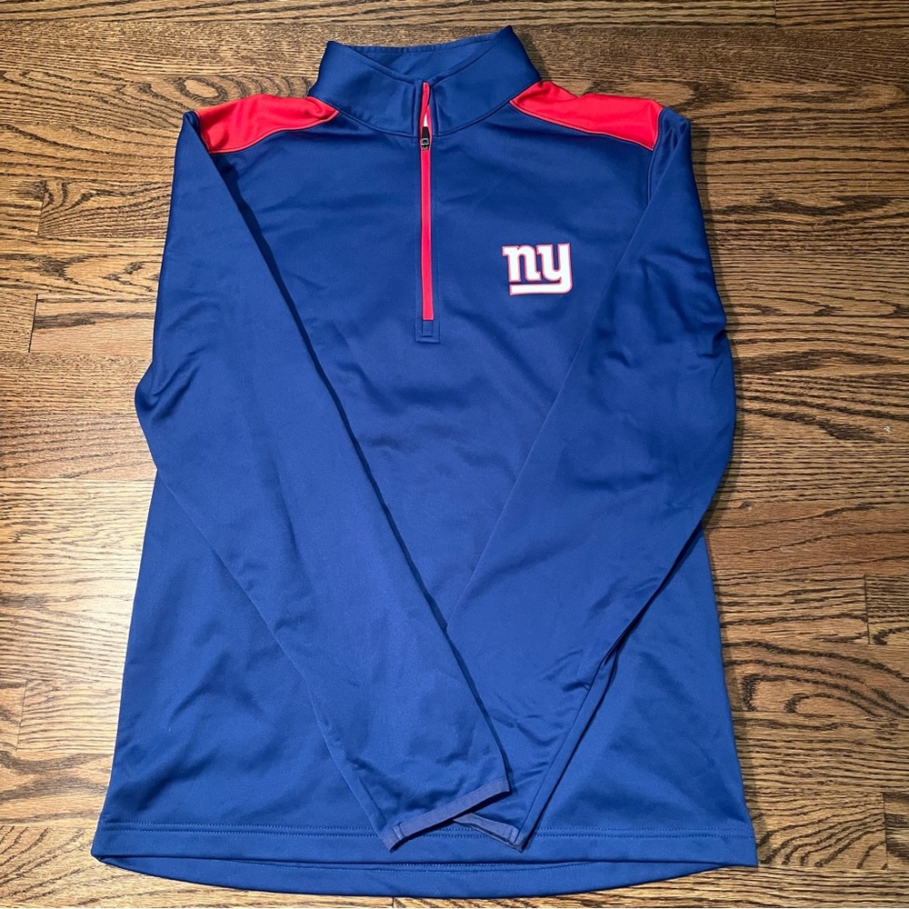 NFL Men's New York Giants Blue Logo Quarter-Zip Jacket - Size Medium